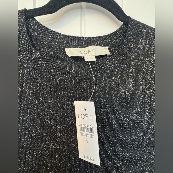 NWT LOFT Black Sparkle Shimmer Long Sleeve Dress - Picture 5 of 7